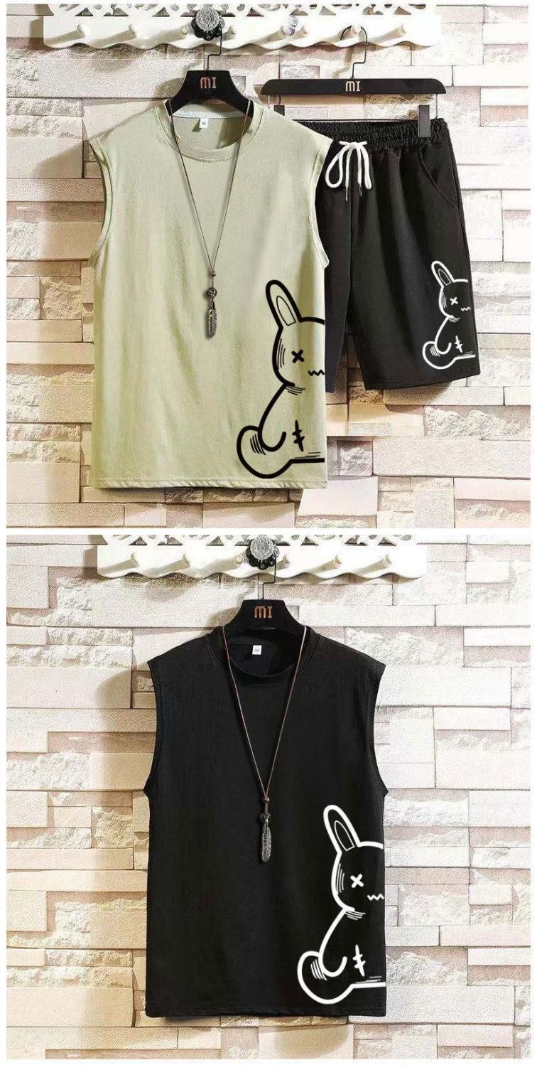 Top/Set Canotta Mezza Coniglio Set T-shirt Spalla Uomo e Donna Estate Studente Taglia Grande 5/5 Pantaloni Due Pezzi 12_voghion.com