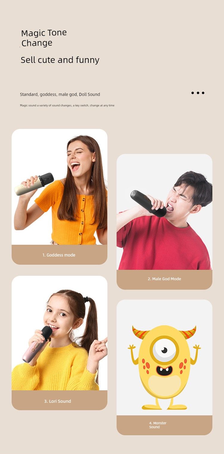 Hordozható Bluetooth otthoni vezeték nélküli karaoke hangszóró mikrofonnal kültéri énekes kis családi KTV-hez_voghion.com