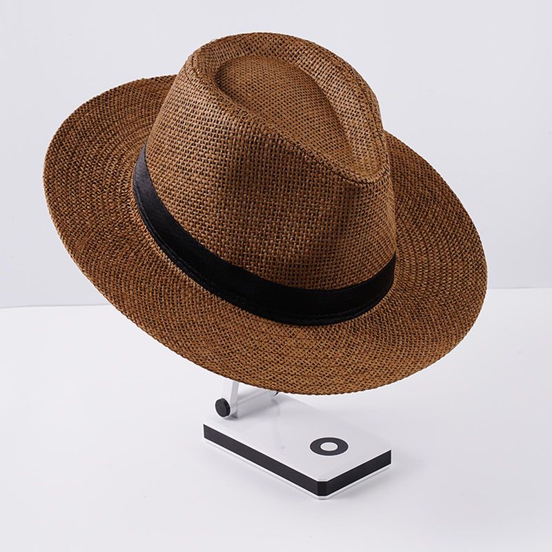 Neu eingetroffen Mode Sommer Casual Unisex Strand Große Krempe Jazz Sonne Panama Papier Stroh Frauen Männer Cowboy Fedora Hut Gangster_voghion.com