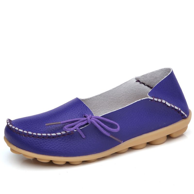 Zweilagige Rindsleder Einzelschuhe Lochschuhe Bequeme Beanie Damenschuhe Krankenschwesterschuhe_voghion.com