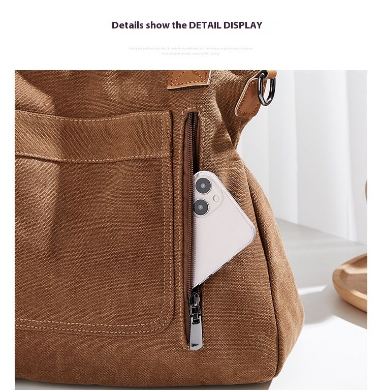 2024 Herbst und Winter Neue Canvas Handheld One Shoulder Damen Einfache Große Kapazität Multi Pocket Tote Umhängetasche_voghion.com