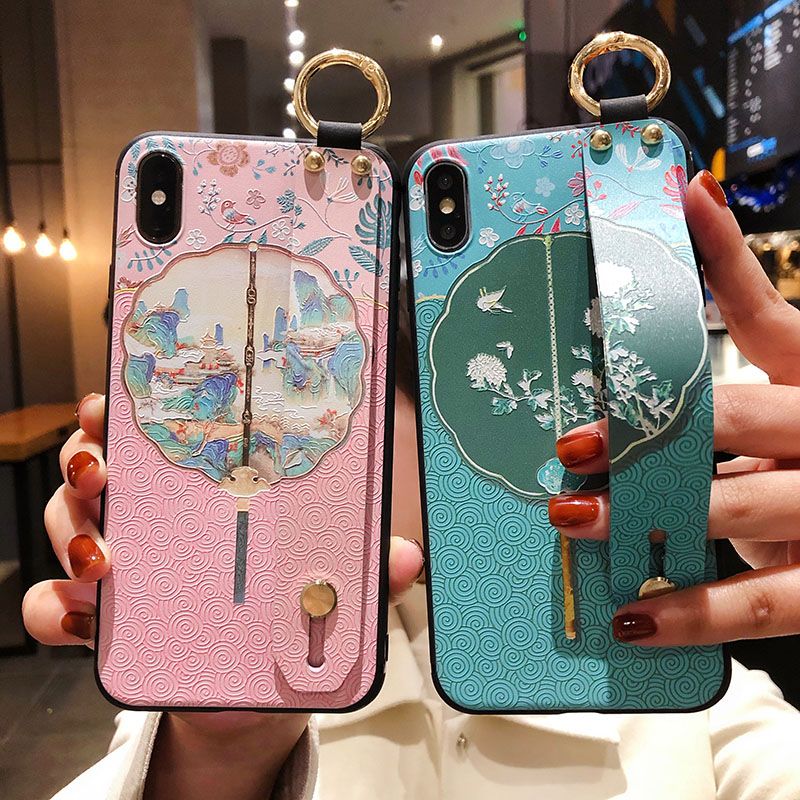 Pentru iPhone 16 16E 15 14 13 12 11 Pro X Xs Max XR 7 8 Plus, stil chinezesc, cu ventilator circular, moale, TPU, curea de încheietură_voghion.com