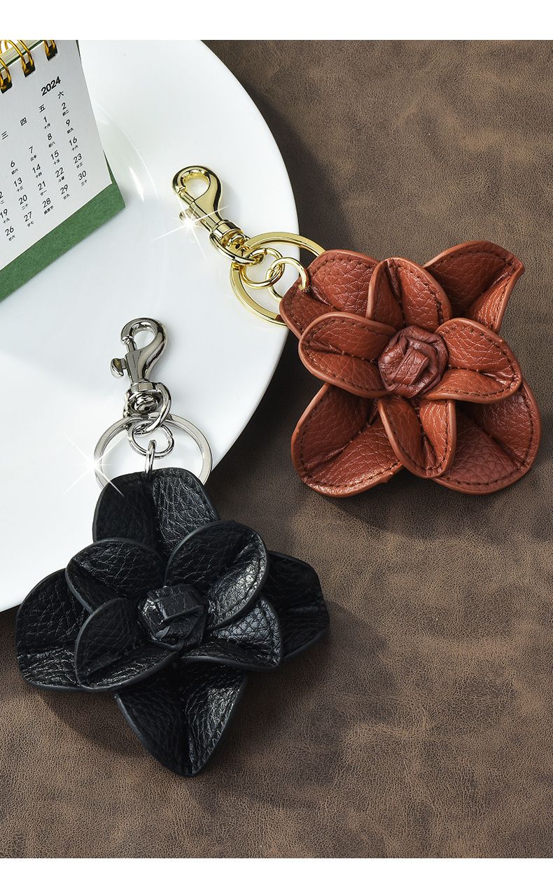 Lieder Blummen Schlësselanhänger, Modesch Kamelia Auto Anhänger, Rucksak Accessoiren_voghion.com