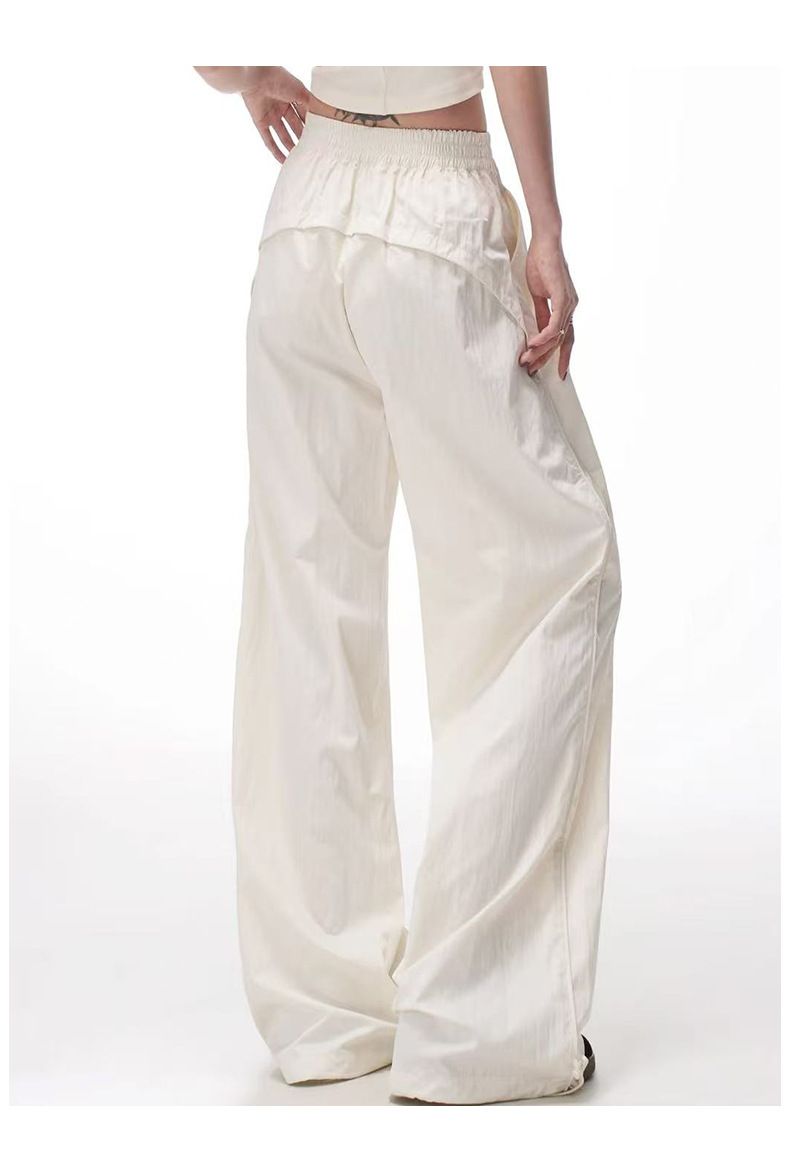 Calça cargo feminina de cintura alta, verão 2025 - Calça de trabalho leve, fluida e versátil com bainha ajustável, respirável e elástica para uso casual_voghion.com