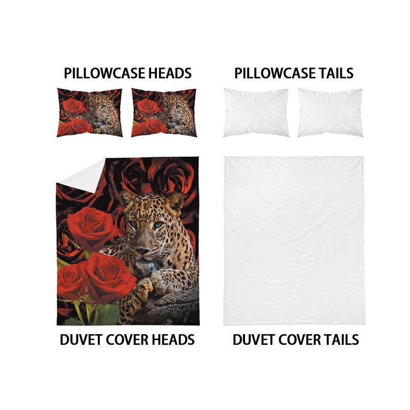 Tigre, leopardo, animale 3D stampa digitale camera da letto, dormitorio, hotel e pensione set da 3 pezzi, leggero, caldo e morbido set di biancheria da letto in peluche corto_voghion.com