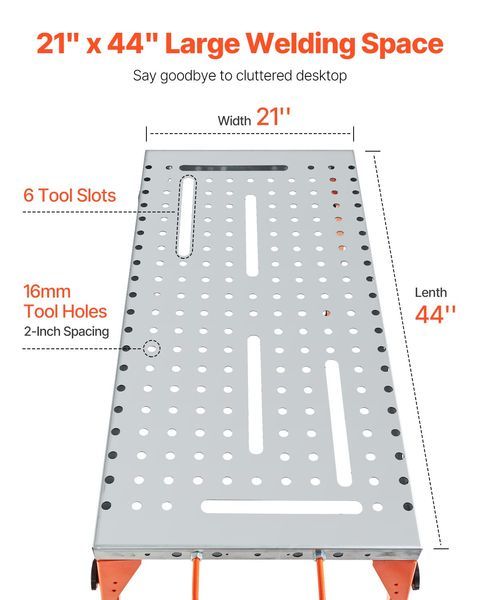 Welding Table 44' X 21' 500LBS Folding Workbench With 4-Level Adjustable Height_voghion.com