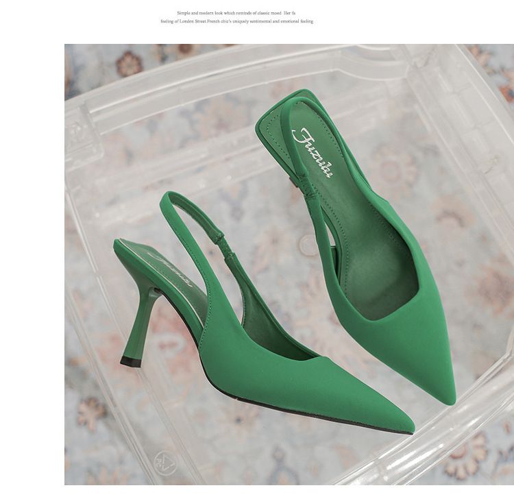 Tacchi alti da donna con tacco sottile a punta all'inizio della primavera Nuovi sandali ad aria con punta posteriore in materiale sardina ZA_voghion.com