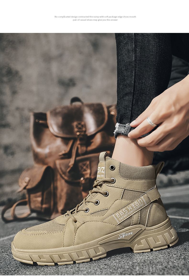 New Fasion Lace-up Men's Boot Hig-tops Working Casual Mans Toog Soes Outdoor Anti Slip Mens Vulcanized Boots Main_voghion.com