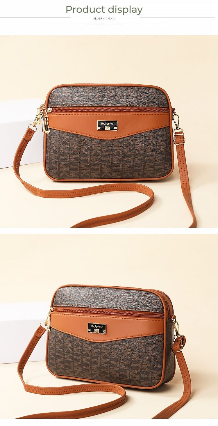 Bolso bandolera para mujer de nuevo estilo: lujoso bolso de hombro multicapa con doble cremallera y gran capacidad, ideal para ir al trabajo y hacer compras._voghion.com