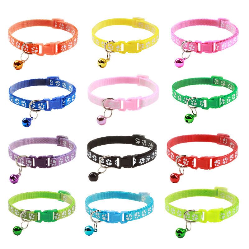 Supplies Cat Bell Collar Dog Print Neckband Adjustable Size Multiple Colors Available Pet Accessories_voghion.com