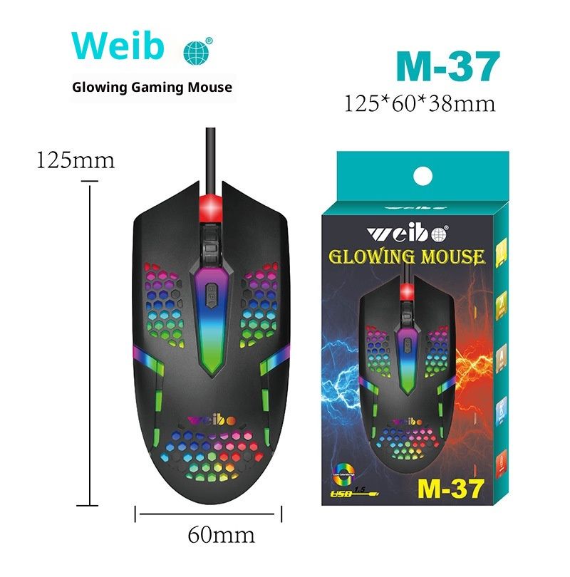 Digitex Digitex Produttore all'ingrosso transfrontaliero di mouse per computer luminosi M37 con cavo e cavo Weibo Gaming_voghion.com