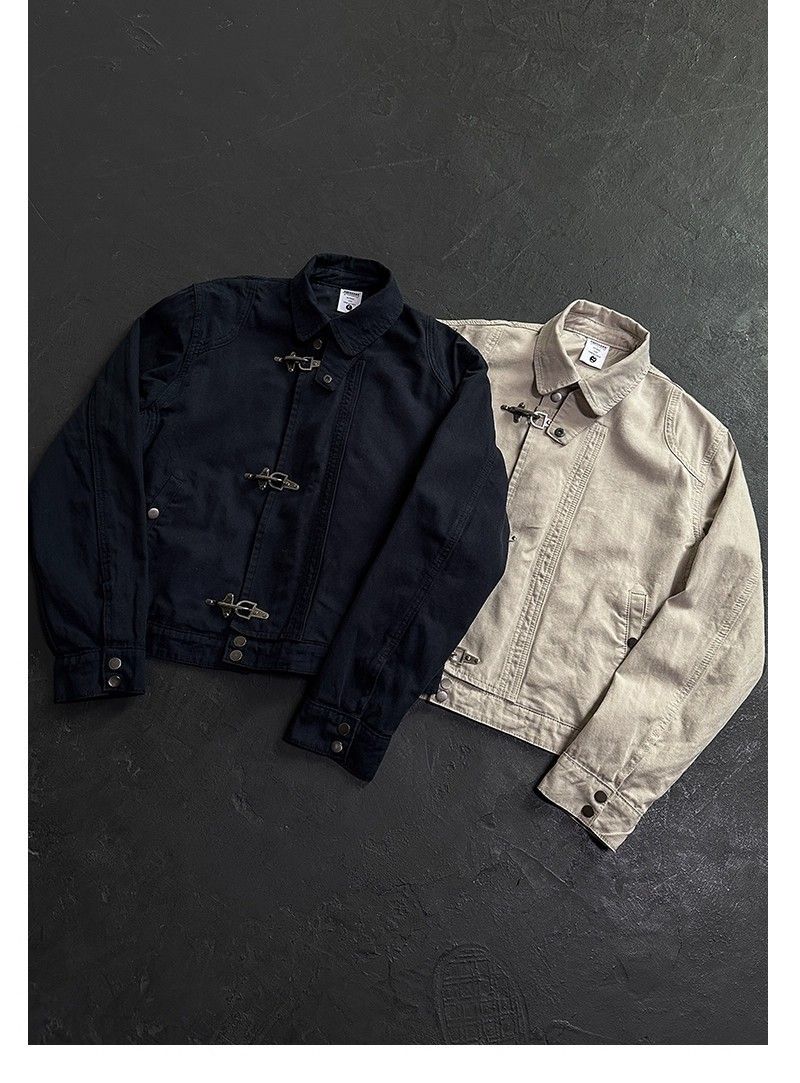 Veste de travail décontractée unisexe à col montant et fermoir mousqueton, style américain, tendance, automne-hiver_voghion.com