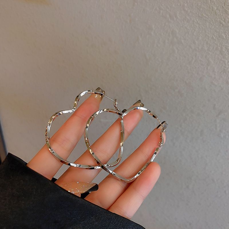 Silver Metal Multi-layer Circle Minimalist Niche Simple Stud Hoop Light Luxury High-end Earrings_voghion.com