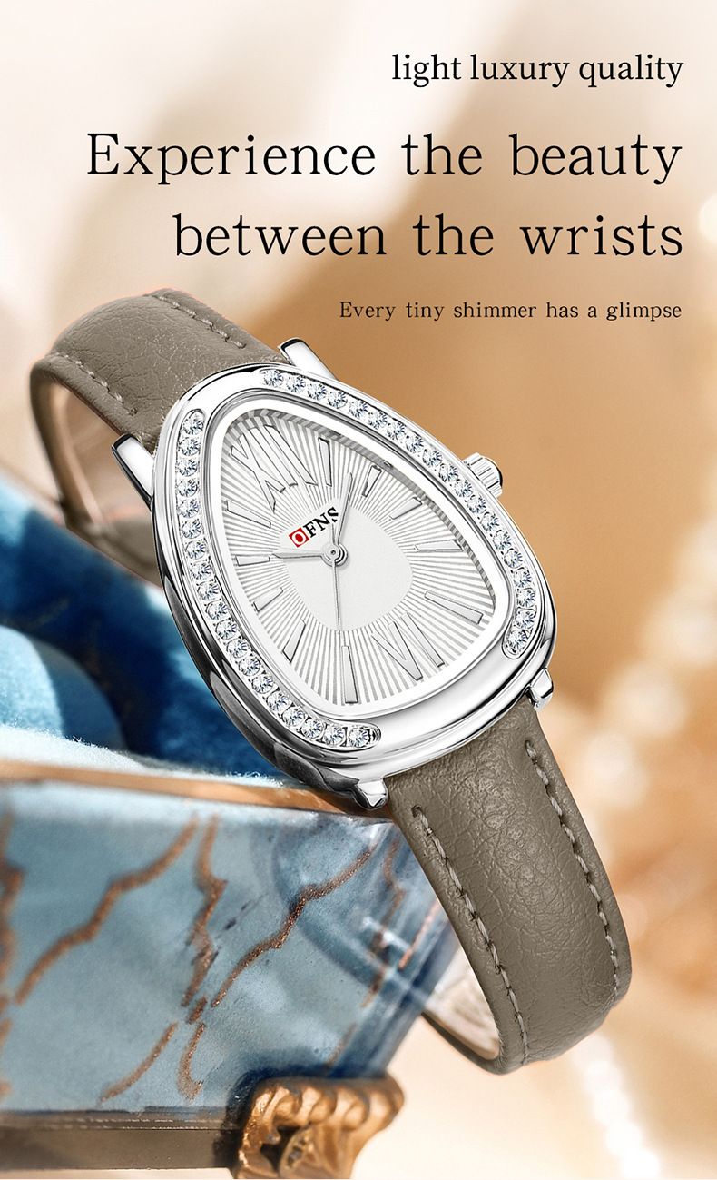 Orologio da donna elegante con design a testa di serpente - Stile business minimalista, lunetta impreziosita da cristalli, cinturino in pelle, movimento al quarzo_voghion.com