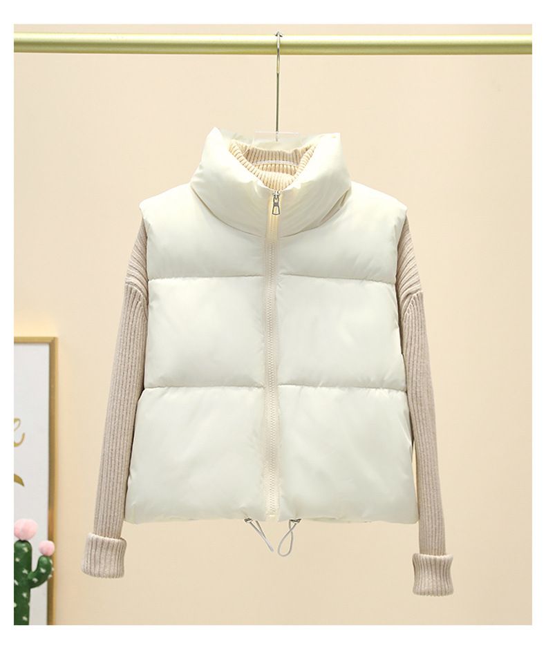 Gilet matelassé sans manches pour femme, léger, à col montant et fermeture éclair, coupe oversize, idéal pour l'automne/hiver, décontracté et professionnel._voghion.com