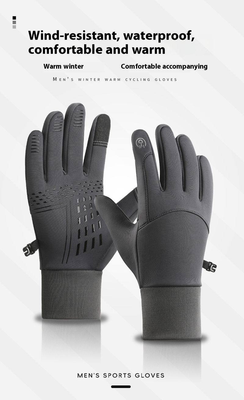 Warm Cycling Gloves For Autumn And Winter Skiing And Mountaineering Men's Driving And Cycling Velvet Touch Screen Anti Slip And Dew, Two Fingers_voghion.com