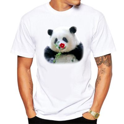 Ongeëvenaarde kwaliteit 2024 Panda Bloemenpatroon Bedrukt Heren T-shirt Los Kort Mouw_voghion.com