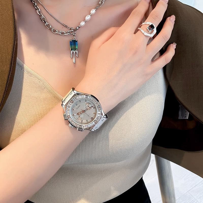 Cross-Mirror Morandi Exquisite Full Internet Celebrity Light Niche Inlaid Diamond Waterproof High-End Women's_voghion.com