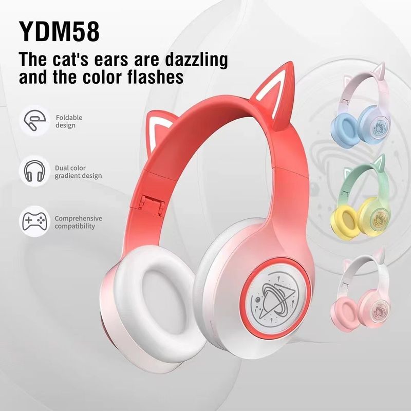 Headset Bluetooth Headset Luminous Cat Ear Cute Wireless Headset Gift YDM58_voghion.com