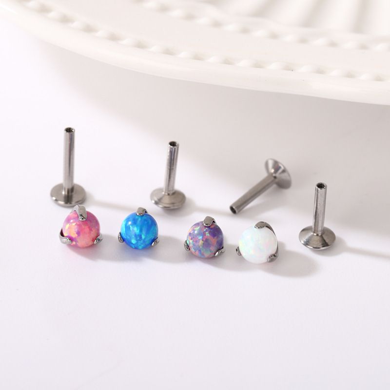 Vendita calda di piercing all'orecchio G23 titanio acciaio opale asta piatta chiodo labbro F136 lega di titanio cartilagine orecchio chiodo labbro anello foro sottile_voghion.com