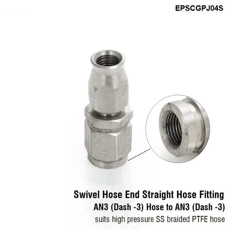 1PC Aço Inoxidável AN3 para AN -3 Extremidades de Mangueira Giratória de Freio Reto Encaixe de Carro EPSCGPJ_voghion.com