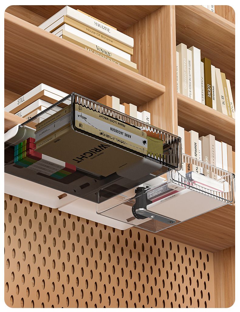 Home Improvement Desktop Diverses Dësch Stationery onsichtbar Lagerung ouni Punchen ënner dem Dësch Tirang Rack hängend Auszéie Späicherkëscht_voghion.com