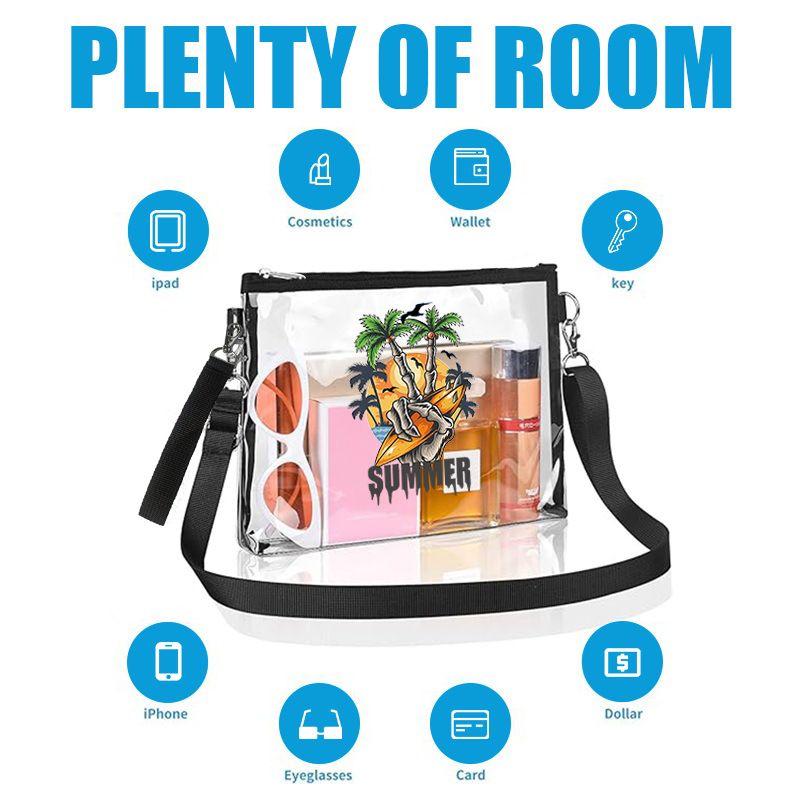 Borsa portamonete impermeabile a tracolla in PVC trasparente per sport da stadio, portatile e portatile_voghion.com