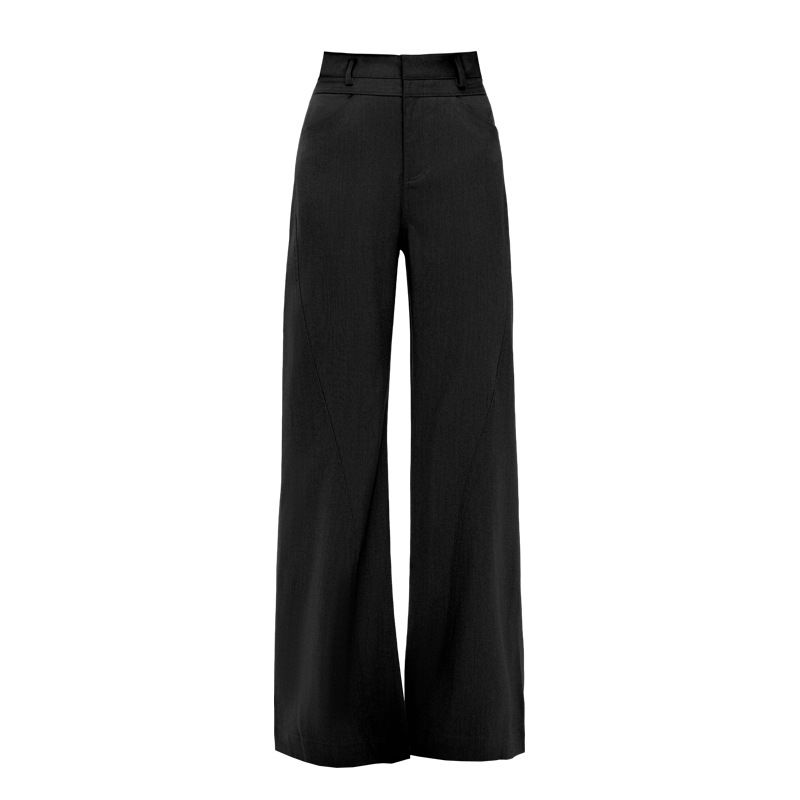 K French Design Straight Leg Pants For Women, Hip-covering Slightly Flared Wide-leg Pants With A Draping Feel, Casual Bell-bottom Floor-length Pants_voghion.com