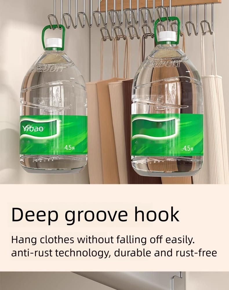 Cabide de madeira ondulado multifuncional para guarda-roupa e armazenamento de roupas íntimas, ideal para uso doméstico. Gancho discreto para pendurar roupas._voghion.com