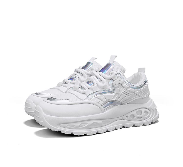2024 autumn new men's thick soled dad shoes mesh non slip student casual shoes live sports breathable men's shoes_voghion.com