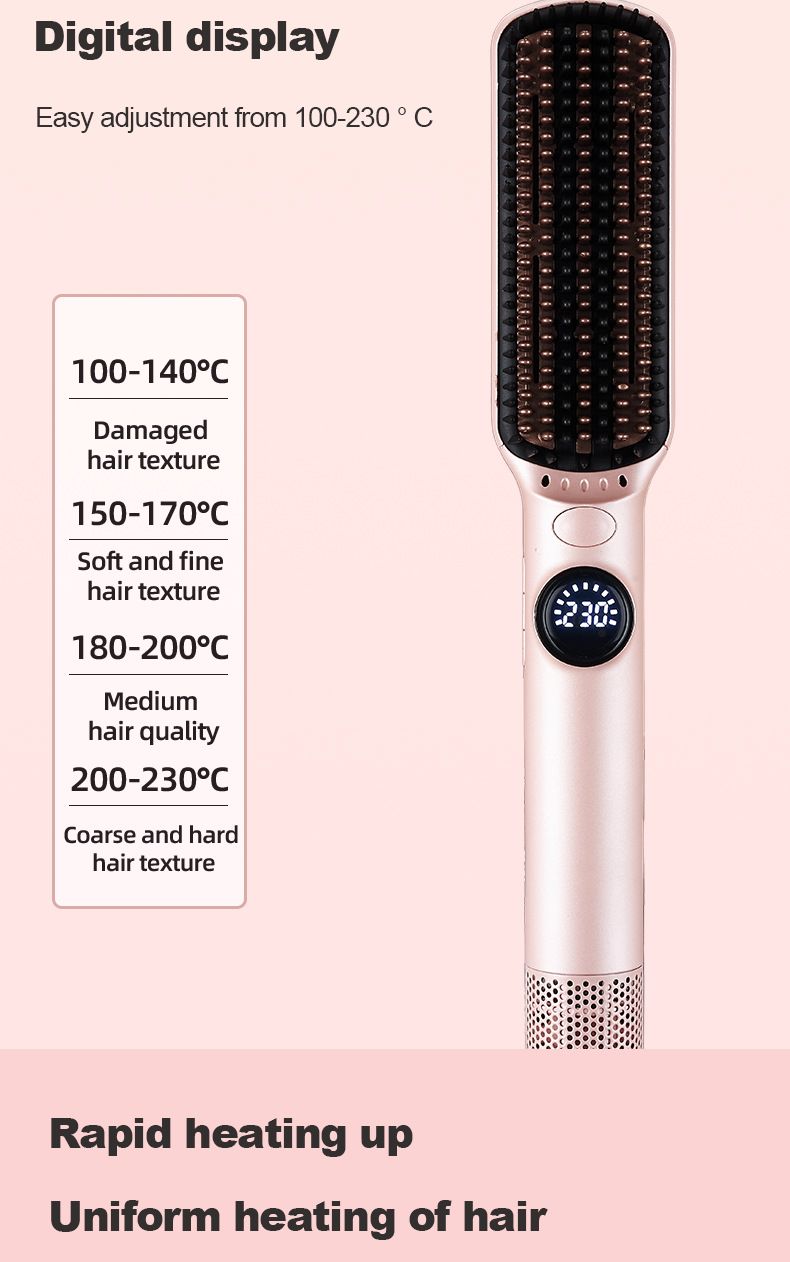 Volumenkamm mit Heiß- und Kaltluft, Glätteisen mit Verbrühungsschutz und LCD, 2-in-1-Haarstyling-Tool_voghion.com
