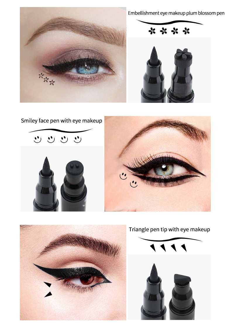QIC Qini sigillo decorativo con motivo a colori impermeabile, asciugatura rapida, eyeliner a doppia testa senza sbavature_voghion.com