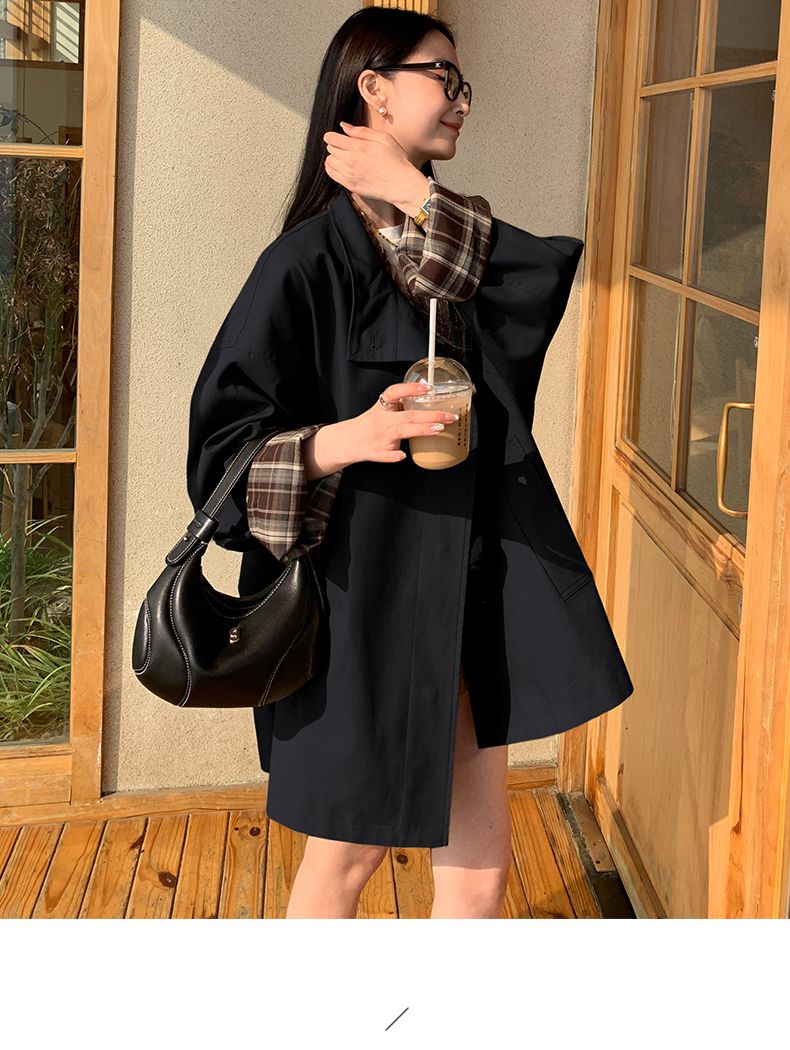 Color-Block Short Trench For Women 2025 Early New Korean Petite British Style Spring Autumn High-End Coat_voghion.com