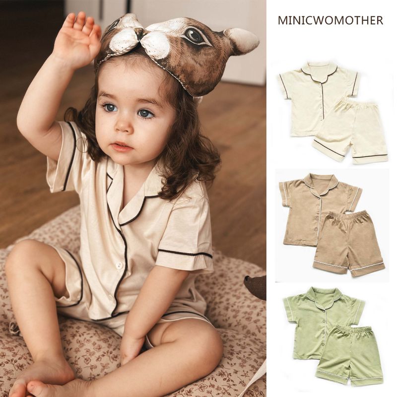 2024 Abbigliamento per bambini danesi per la casa Tuta casual per genitori e figli Tuta estiva con aria condizionata Pigiama in cotone per bambini_voghion.com
