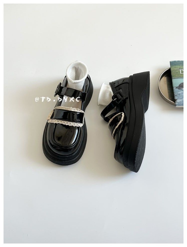 Plattform Loafers Retro Runde Kopf Student Spitze_voghion.com