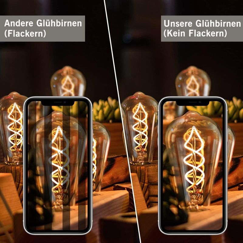 Glitzerlife LED-Leuchtmittel Vintage Glühlampe ST64 2200K 4W Filament Beleuchtung_voghion.com