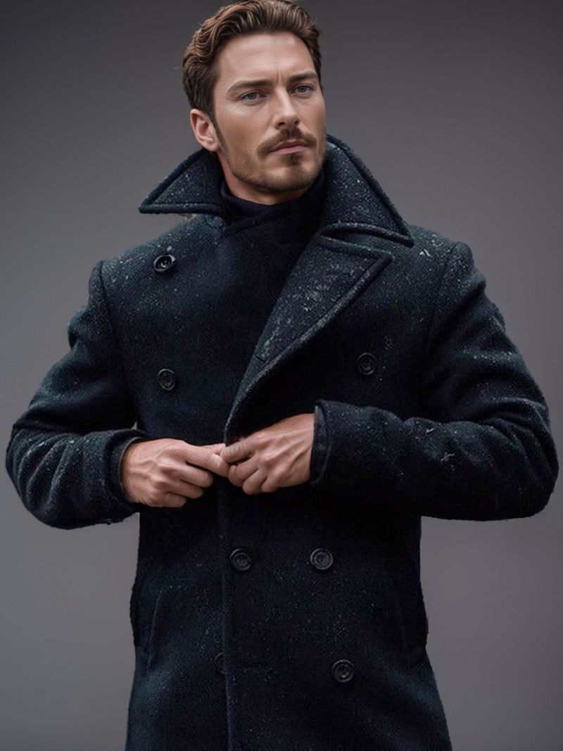 European style new clothing, British gentleman's men's mid to length long sleeved coat, autumn and winter woolen coat_voghion.com