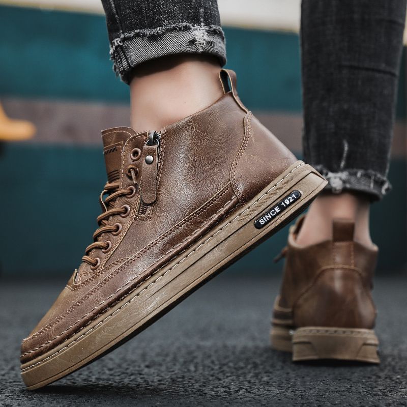 Neu Leder Frühling herren Schuhe High-top herren Erhöhung Werkzeug Martin Stiefel_voghion.com