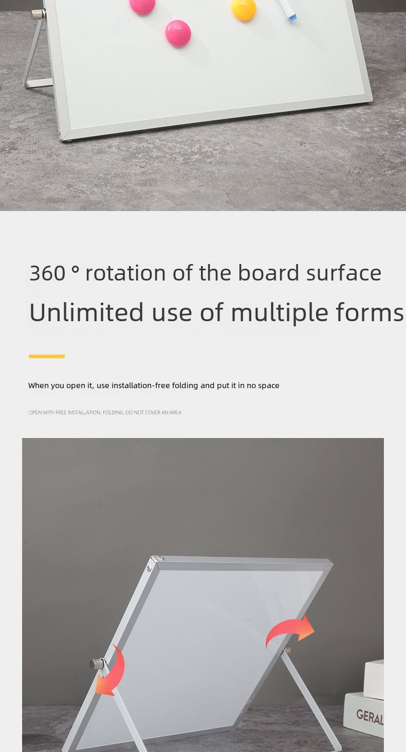Cross-Border Office Whiteboard mit Rahmen aus Aluminiumlegierung, doppelseitig faltbar, Schreibtisch-Notiztafel, löschbare Schreibhalterung, magnetische Schreibtafel_voghion.com