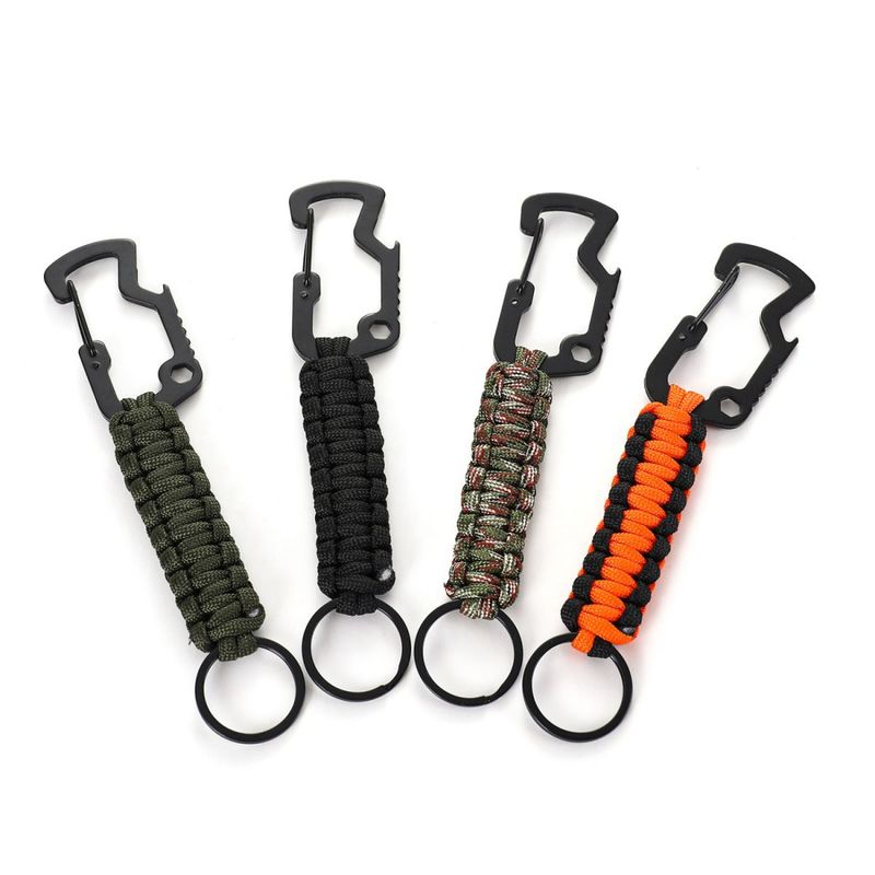 Tragbarer Survival-Paracord-geflochtener multifunktionaler kleiner Hai-Flaschenöffner für den Außenbereich, Klettern, Edelstahl-Schlüsselanhänger_voghion.com
