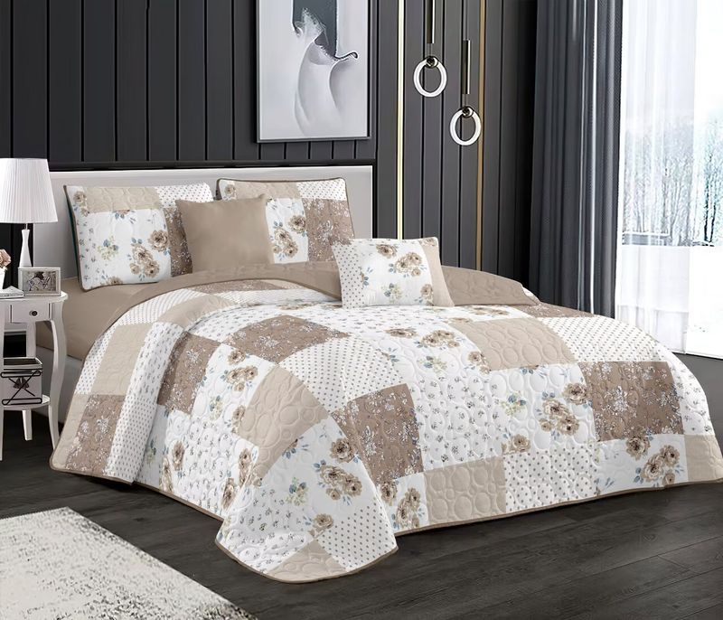 Couverture matelassée trois pièces imprimée respirante lavable en machine pour lit double extra large_voghion.com