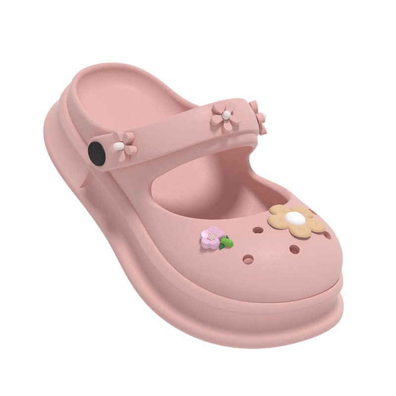 Sandali Netizen Girl Heart con foro a fiore piccolo Sandali estivi femminili per interni antiscivolo con suola morbida Pantofole fresche_voghion.com