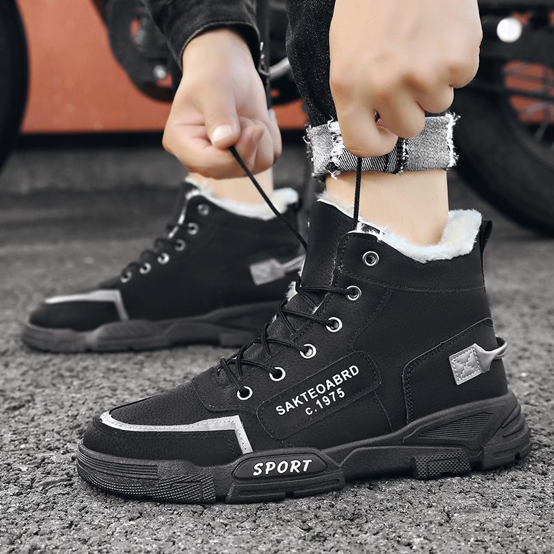 Fleecegefütterte, verdickte Schneestiefel für Herren, Winter-Baumwollschuhe, wasserdichte, rutschfeste, warme Martin-Stiefel für den Außenbereich, Koreanisch_voghion.com