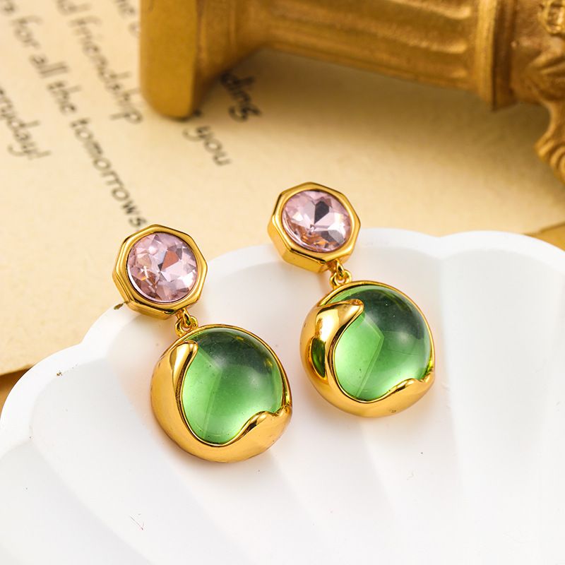Qingdao Jewelry Vintage Grünes Glas und Hochwertige Ohrringe im Ethno-Stil_voghion.com