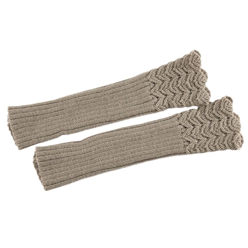New Autumn Winter Men Women Knitted Fish Scale Fingerless Gloves Mid-Length Woolen Arm Warmers Warm Wrist Guards_voghion.com