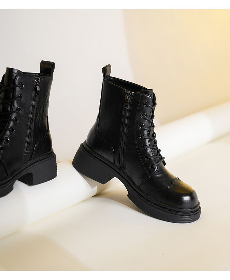 M79156 Martin Height Increasing Melard British Style Western Cowboy Short Tube Riding Boots With Back Zipper_voghion.com