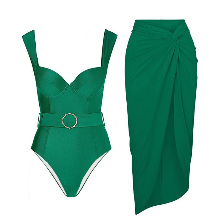 Qiao Jiayuan Neue Einfarbig Ein Stück Mode Sexy Badeanzug Weibliche Französisch Retro Bauch Abdeckung Schlank Badeanzug Anzug_voghion.com