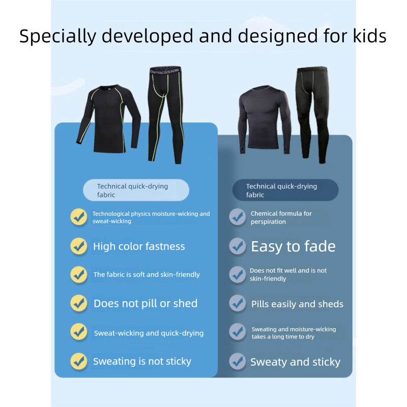 Traje deportivo Victoria Traveler para niños, para correr, otoño e invierno, esquí, entrenamiento, fitness, capa base de secado rápido, 2 piezas_voghion.com