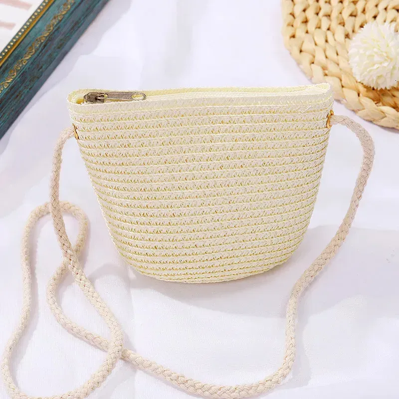 Borsa a tracolla piccola con patta Yogodlns da donna, in paglia intrecciata, da spiaggia, in rattan, lavorata a mano, con secchiello e mini borsa_voghion.com