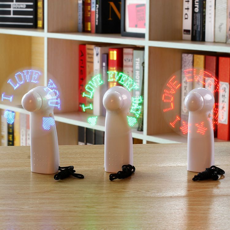 Handheld LED Licht Emittierende Fan Mit Blinkenden Wörter DIY Kreative Werbung Elektrische Fan Mini Fan Mit Custom Logo_voghion.com